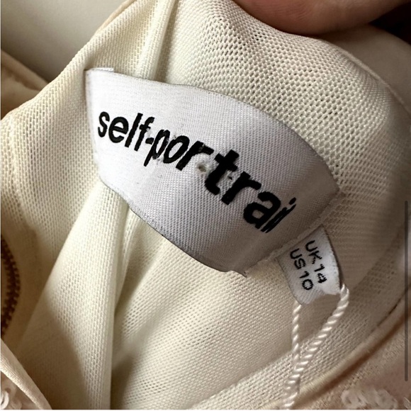 New Self Portrait Sequin Embellished Ruffled Mini Dress Ivory - Picture 5 of 5